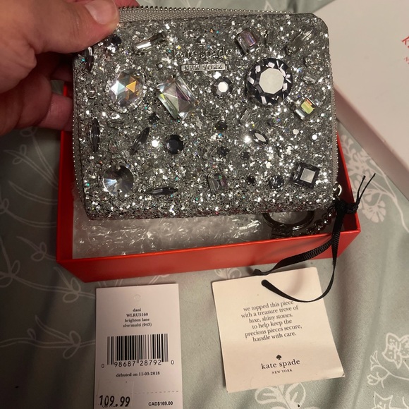 Kate spade rare beautiful Dani Brighton Lane silver multi gem glass wallet. - Picture 14 of 16